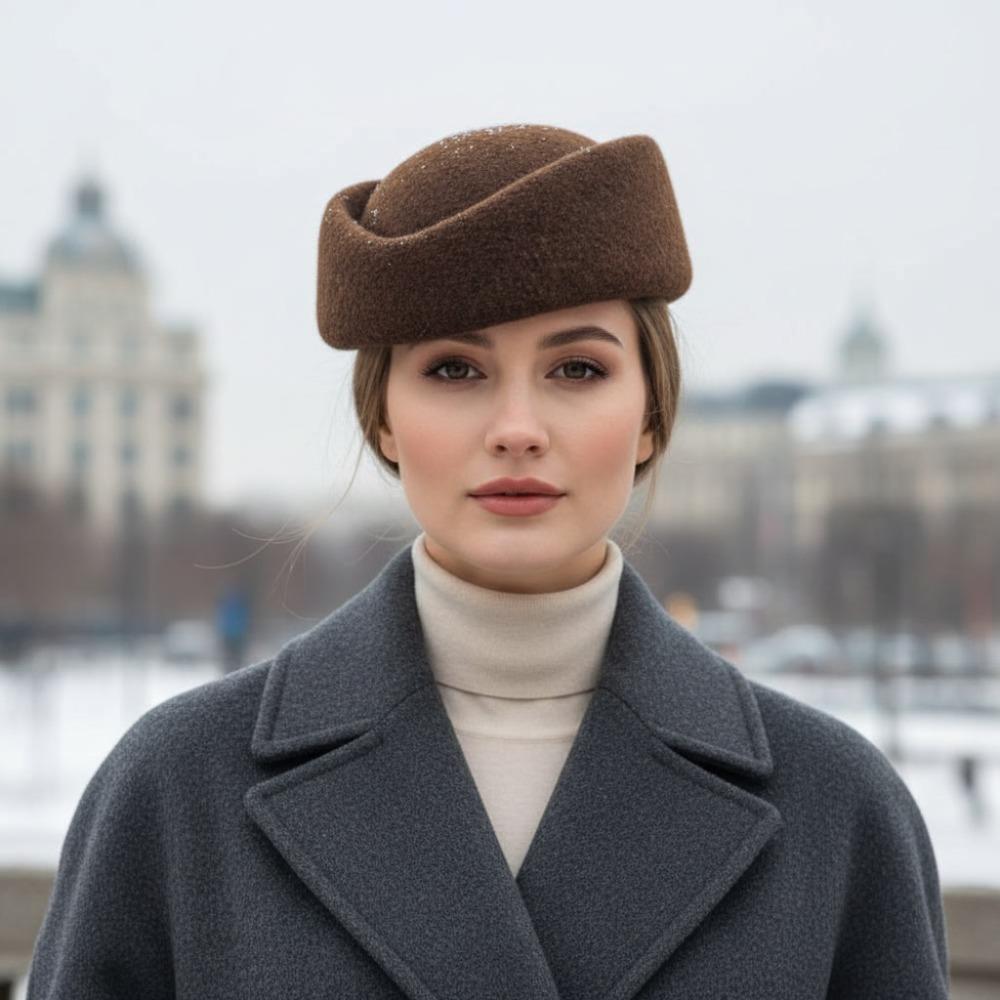 Weicher Stewardessen Pillbox Hut Unifarbener Unifarbener Fedora Warmer Beanie Mütze Herbsthochzeit