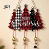 Indoor Holiday Party Supplies Merry Christmas Wooden Wall Door Hanging Sign with Bells, Rustic Santa Snowman Decor Tree Reindeer Decorative