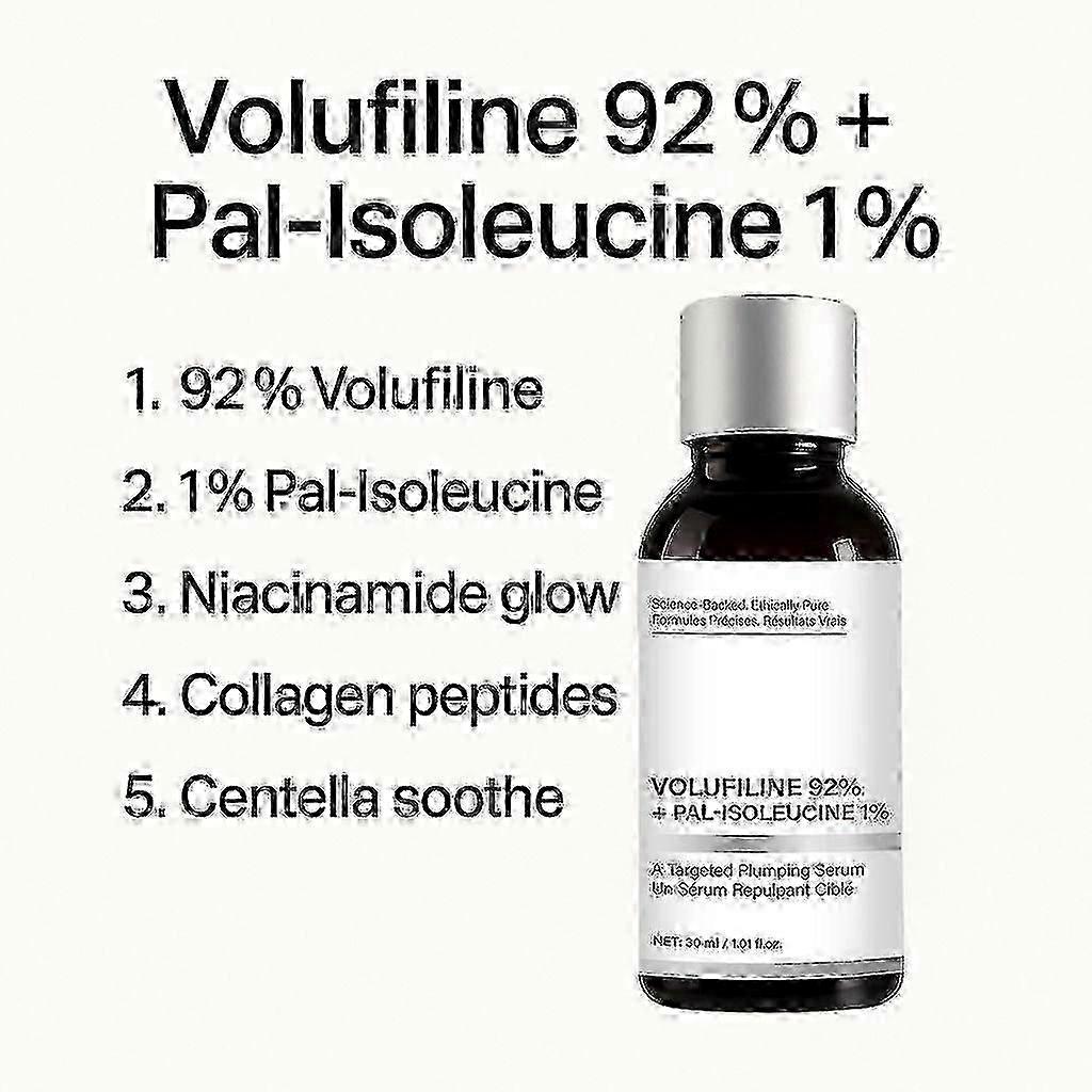 Plumpující bezvodé sérum s 92 % Volufilinu + 1 % Pal-isoleucinu, Sérum s Volufilinem, Péče o pleť obličeje pro ztrátu objemu, pružnost pleti, 30 ml