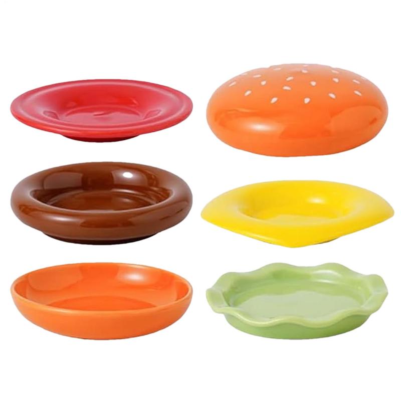 

6-Layer Stackable Burgers Shape Side Dishes Dessert Tableware Ceramic Flavor Dish Household Small Dish Soy Sauce Dish CN