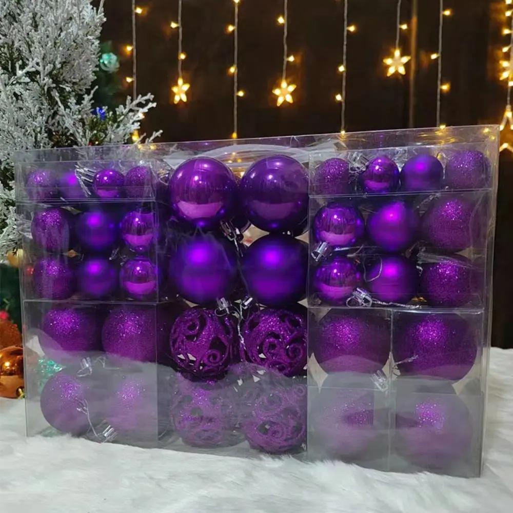 100PCS Fashion Plastic Christmas Ball Set 18 Colors 8cm Christmas Tree Balls Suspensable Xmas Baubles Showcase