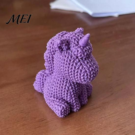 Compact Desktop Figurines 3D Printed Unicorn Figurine with Knitted Texture, Cute Modern Storage Rack Accents Animal Statue, Creative Ornament for Home