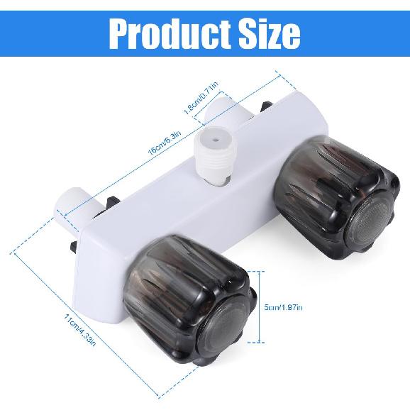 RV Shower Faucet, Camper Shower Faucet Replacement 4" RV Shower Valve Diverter with Dual Knobs Bathroom Shower Accessories Parts for Outside and