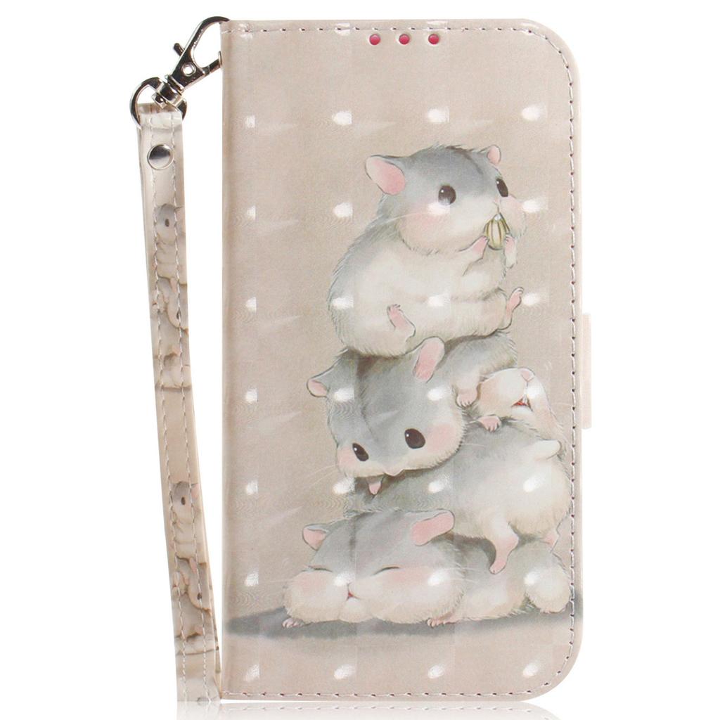 For Samsung Galaxy S26+ Case Pattern Printing Leather Wallet Phone Cover with Wrist Strap