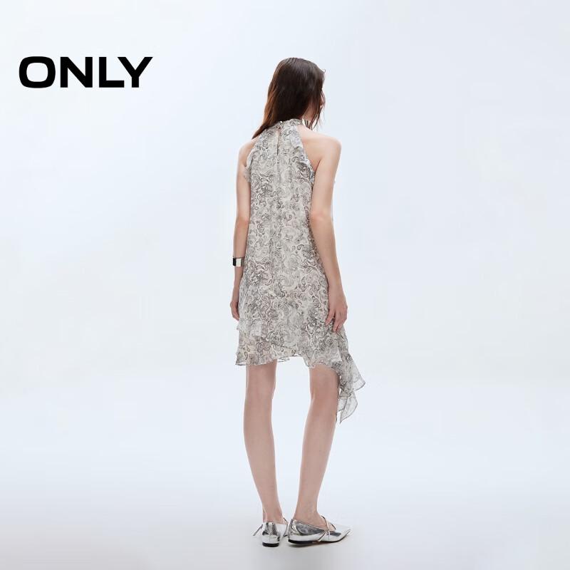 ONLY Women's 2025 Spring Floral Halter Round Neck Ruffle Mini Dress