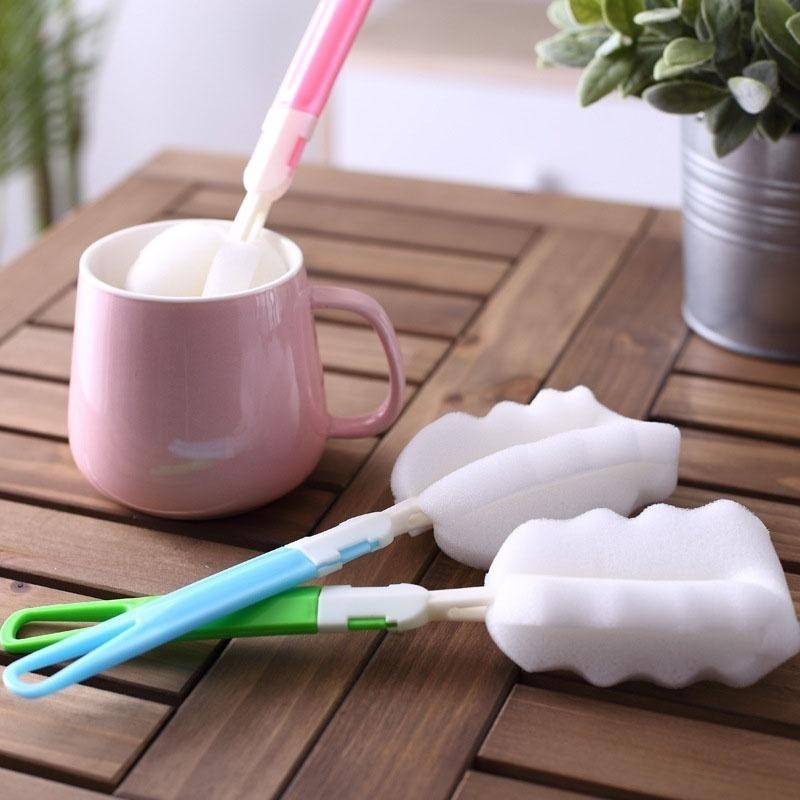 2 Pcs Sponge Baby Milk Feeding Bottle Brush Nipple Cleaning Cup Scrubber Washing Brushes Kitchen Cleaner Kitchen Tools