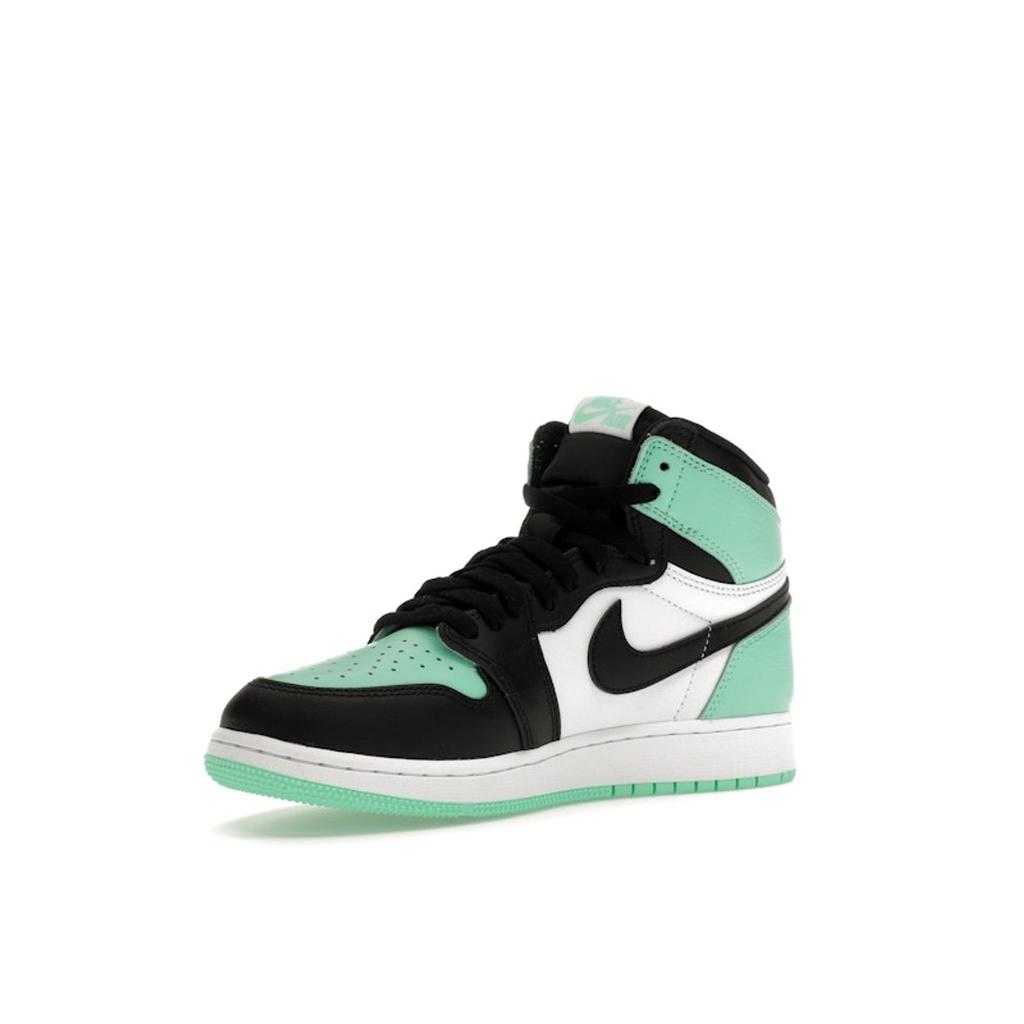 Pantofi sport pentru copii Air Jordan 1 Retro High OG GS Green Glow, albi și negri, FD1437-130