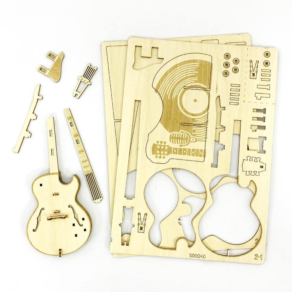 Guitar A 3D Wooden Puzzle DIY Craft Kit for Kids and Adults Alike Educational Toy for Boys and Girls A Great 3D Art Piece and a Great Gift for Adults