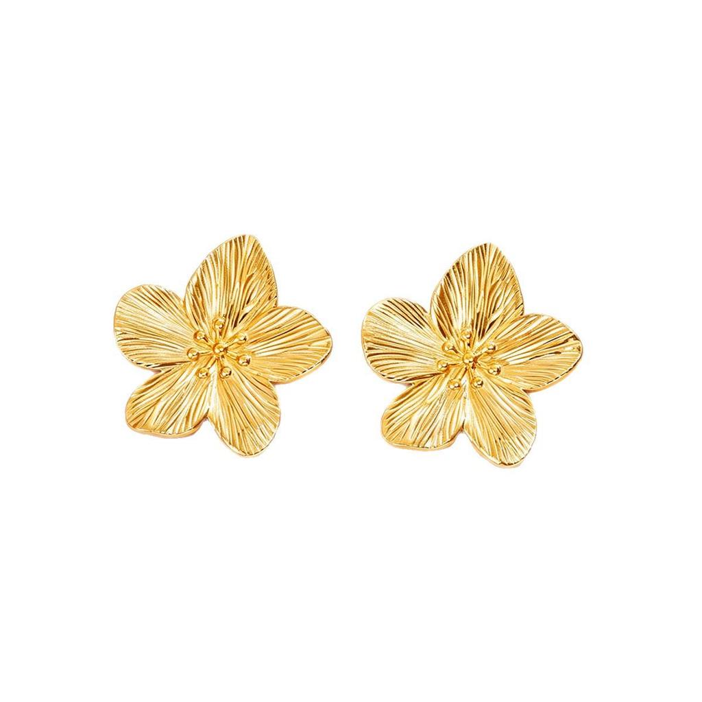 Elegant Versatile Large Camellia 18K Gold-Plated Stainless Steel Flower Stud Earrings for Women
