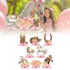 Pink Honeycomb Horse Centerpieces Set, 8 Piece Girl Birthday Table Decorations with Florals Horse, Horseshoes and Boot Pattern for Dessert Table