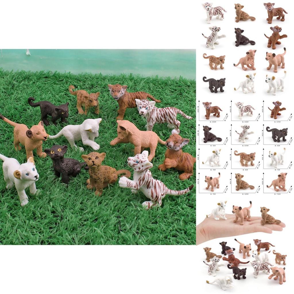 Simulating Wild Animal Tiger And Leopard Cub Models Desktop Ornament Set For Desk Decor