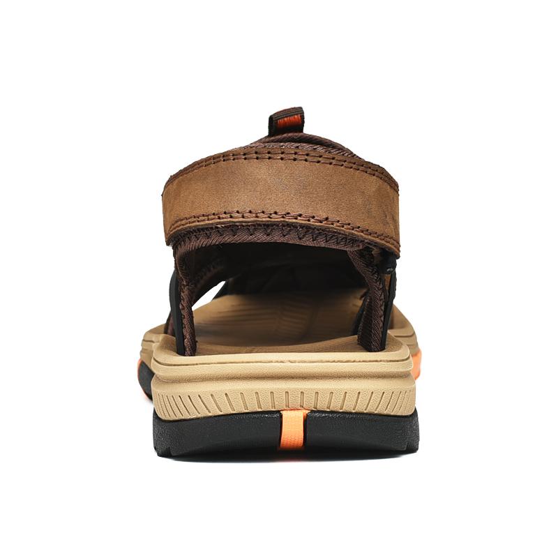 Fashion Golden Sapling Outdoor Men's Sandals Genuine Leather Flats Retro Mountain Trekking Footwear Classics Summer Beach Shoes for Men