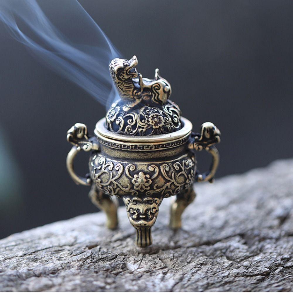 

С крышкой трехногий держатель для благовоний маленький мини Pixiu держатель для благовоний для помещений медный