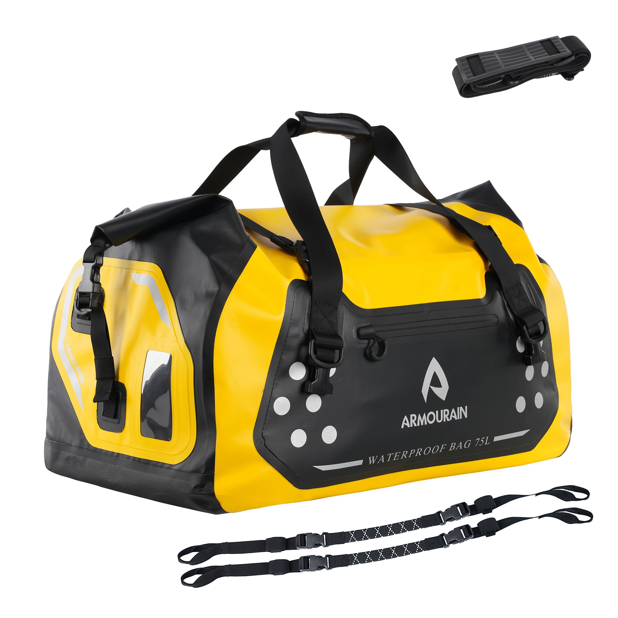 

ARMOURAIN Motorcycle Dry Bag, Large 75L Waterproof Duffel Bag for Travel, Boats, Motorcycles, and Kayaks (Yellow)