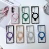 Applicable To Samsung Zfold7 Mobile Phone Case Zfold7 Electroplated Transparent Zfold4/3 Magnetic Bracket Anti-drop Protective Case