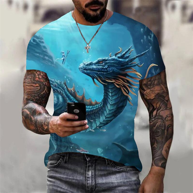 3D Dragon Print T-shirt Herr Kvinnor Casual Sommar Djur T-shirt Man O-hals Kortärmad Lösa toppar Andas T-shirts för par