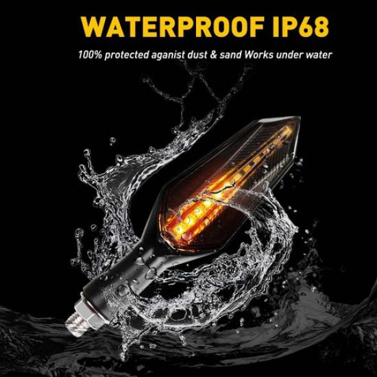 Motorcycle LED Signals Turn Lamp Amber Brake Lights Two Side Sequential Flowing