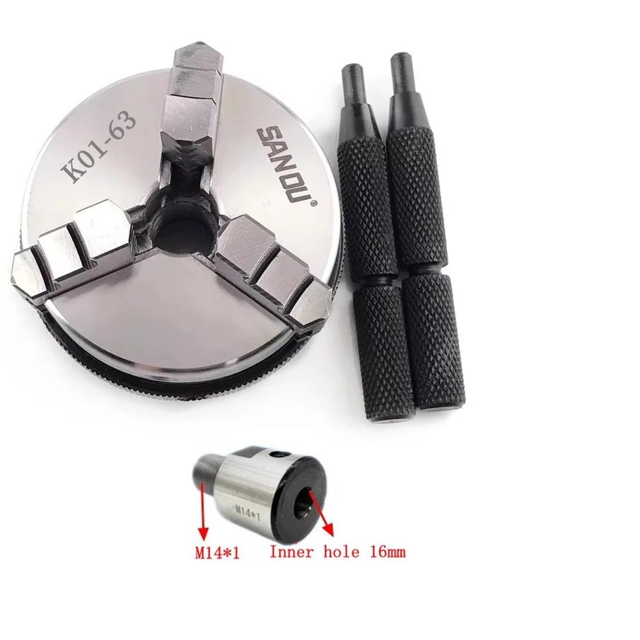 K01-63 Lathe Chuck three Jaw M14*1 for K01 63 Mini DIY Metal Wood Lathe Tools Connecting rod Connecting rod self-centering chuck Tire Chucks 1