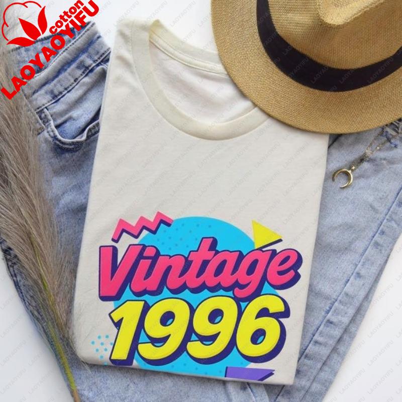 Vintage 1996 Unisex Tshirt Retro 90s Graphic Tee 30 Years Old Printed Tshirt Tops 30th Birthday Street Fashion Shortsleev