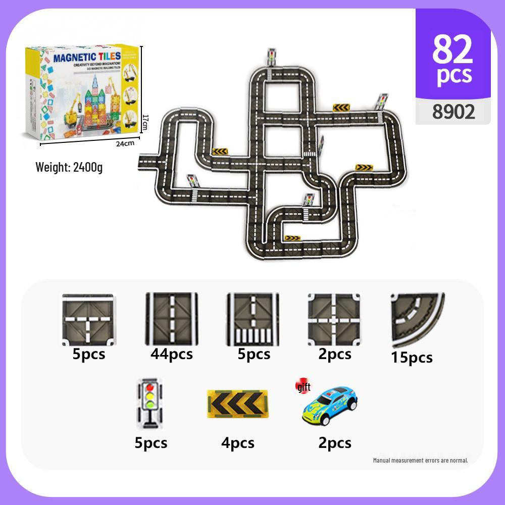 Cross-Color Magnetic Window Blocks: 7.5C Road & Traffic Construction Set for Kids