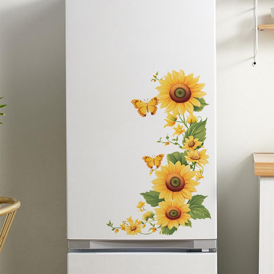 Self Adhesive Yellow Sunflower Cluster Sticker for Home Appliance Easy Peel No Glue