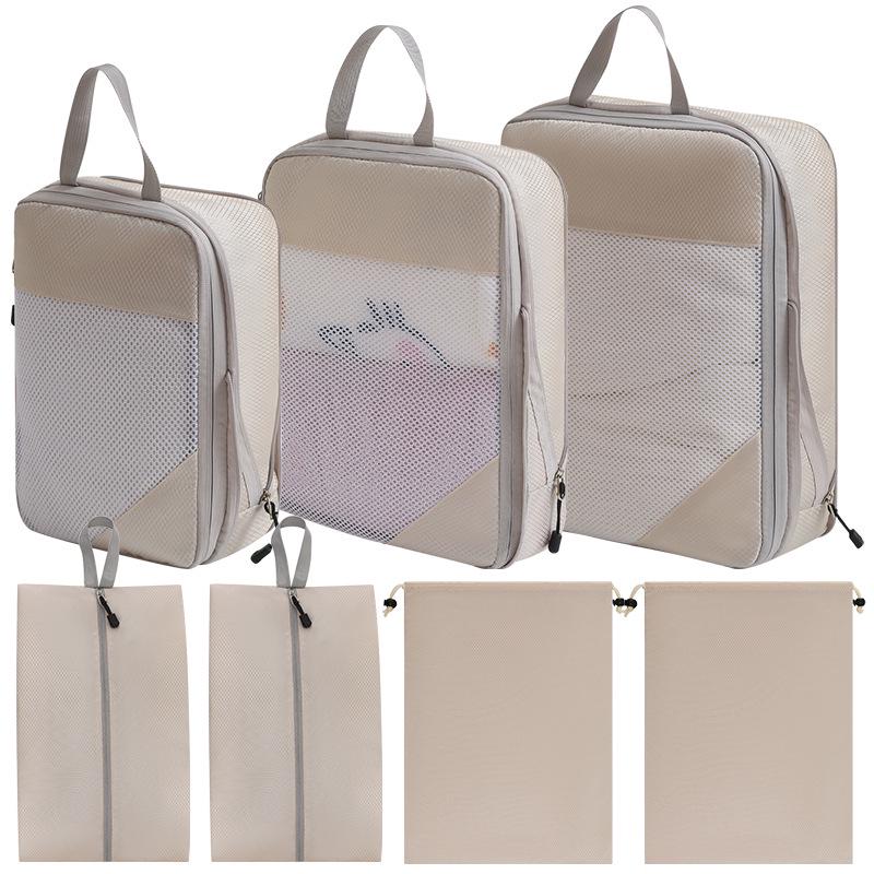 7-Piece Travel Compression Organizer Set for Clothes, Shoes, and Cosmetics