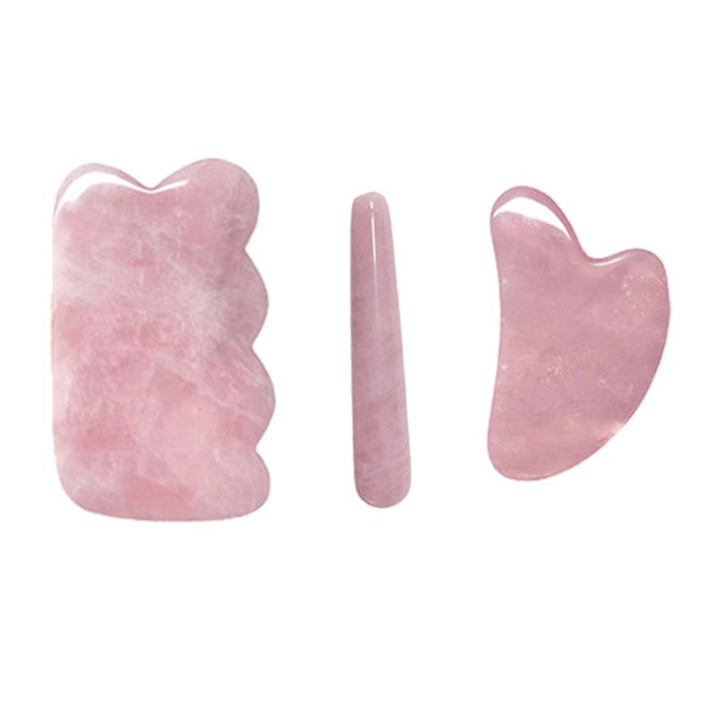 Rose Quartz Gouache Scraper For Face Natural Jade Stone Pink Quartz Gua Sha Scraping Board Acupuncture Health Massage Face Lift