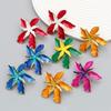 New Fashion Women Large Petal Stud Earrings Statement Colorful Flower Earrings