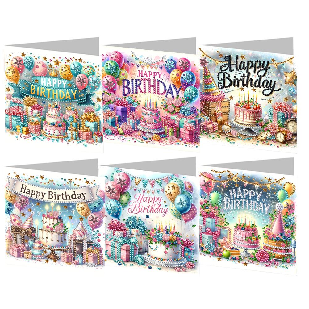 6Pcs Birthday Gnome DIY Diamond Painting Card Diamond Daily Wish Card Diamond Painting Greeting Card for Family Friends Gift