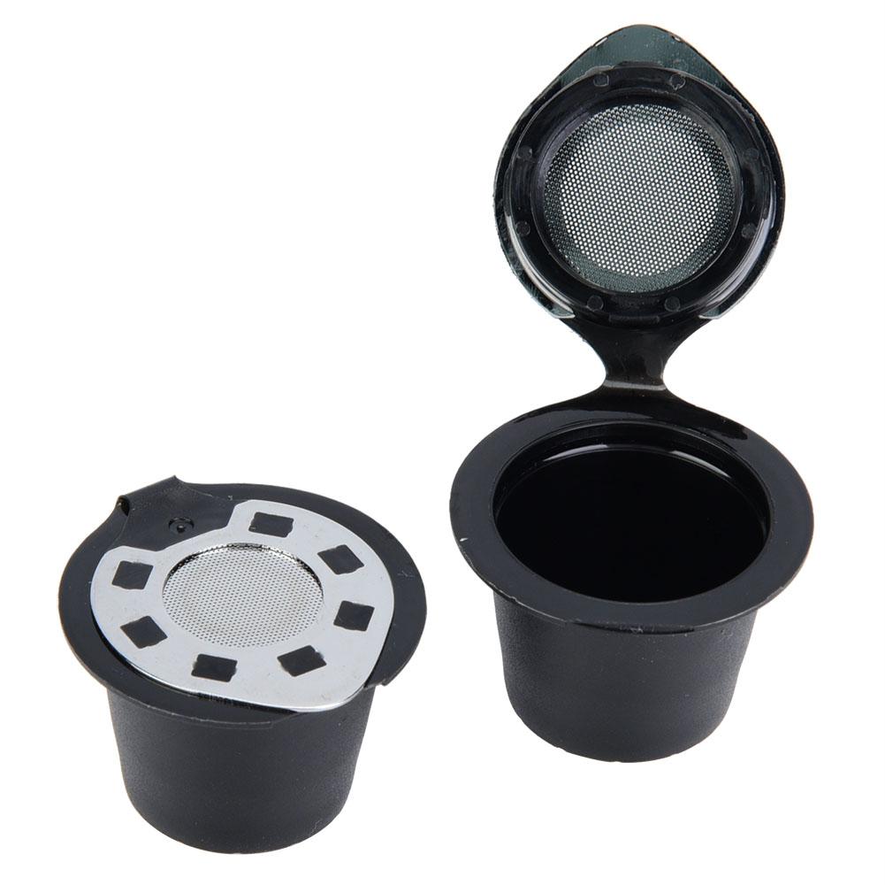 5 st/Set Plast & Rostfritt Stål Återanvändbara Påfyllningsbara Kaffekapslar Pod Filterkoppar Sil