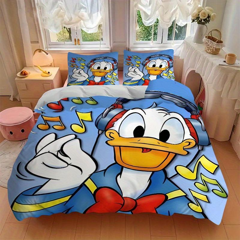 3pcs Donald Duck Music Notes Headphones Printed Quilt Set Soft and Comfortable Quilt Cover for Bedroom, Guest Room Bedding Set S036