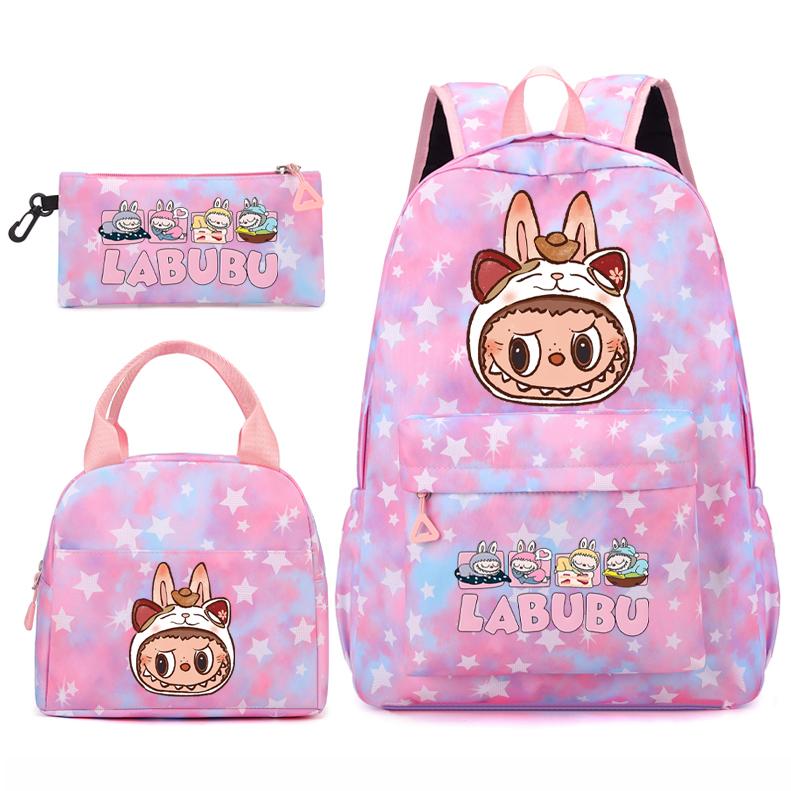 3Pcs/set Backpack for Girl School Teen Student Knapsack Women Rucksack with Lunch Bags Pencil Bag Fish Scale Style Bags