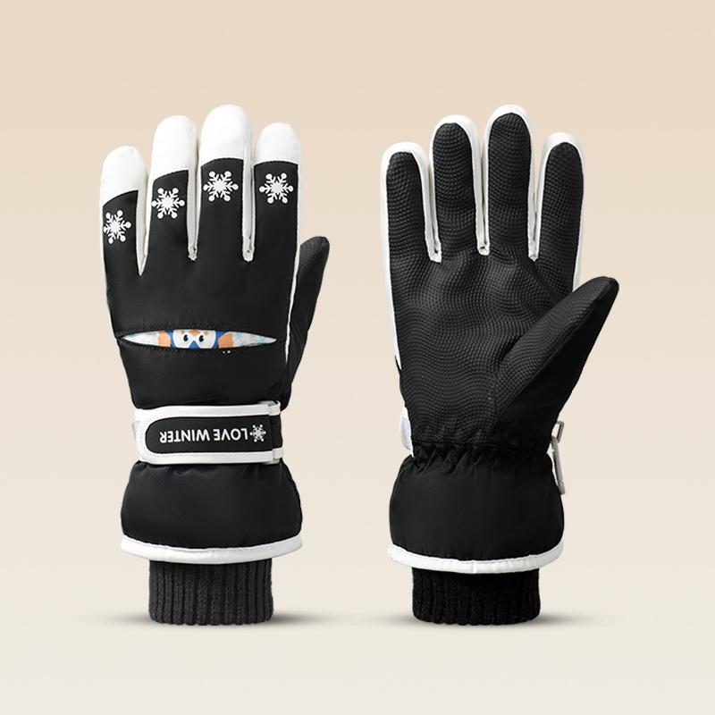 High Quality Thickening Keep Warm Sports Snowing Custom Children Winter Kid Waterproof Ski Gloves Free чёрный