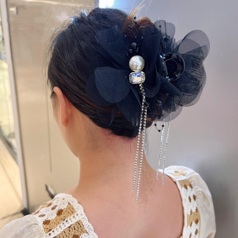 Tassel Grasping Clip Flower Pearls Crab Hair Clips Shark Clip  for Women Girls Hair Accessories