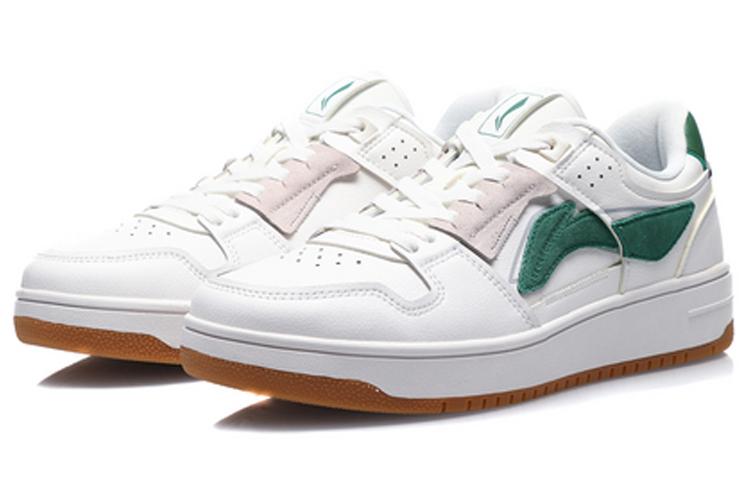 Li Ning Tianji Slip Resistant Cushioning Abrasion Resistant Breathable Low top Skateboard Shoes Men's White Green AGCP299-6