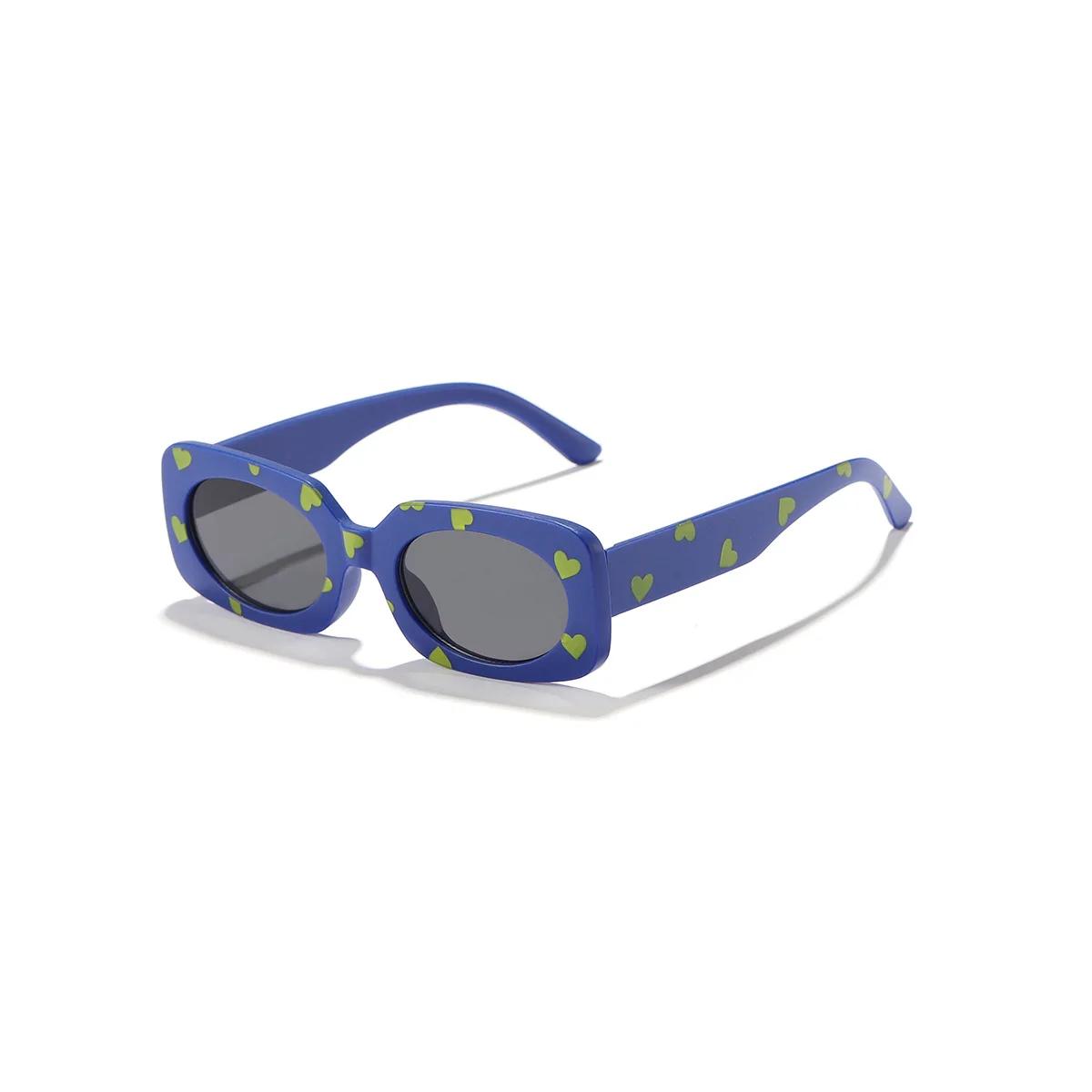 Girls Cute Heart-shaped Sunglasses with Lovely Print for Children Sunglasses Kids Rectangle Eyewear Shades UV400