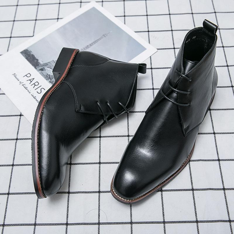 New Autumn Hairstylist High Top Pointed Casual Leather Shoes British Boots Shoes Leather Boots