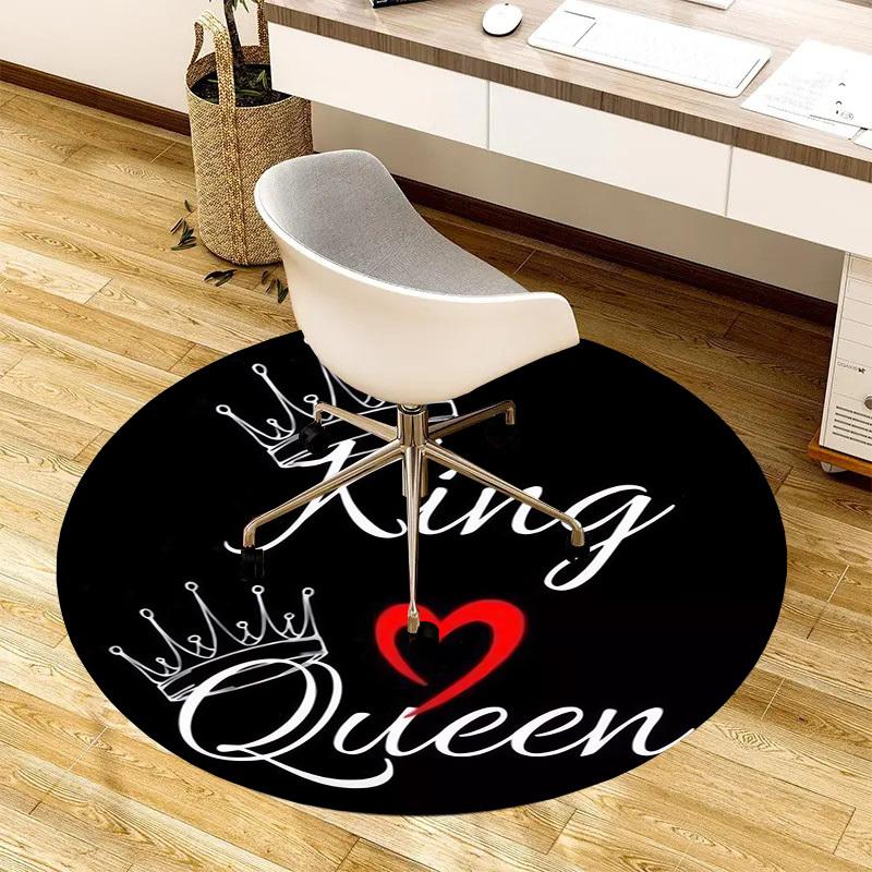 1pc King and Queen Crowns Round carpet, Made of Polyester,Office Chairs, Living Rooms, Or Bedrooms, a Cool Rug for The Living Room.ydt26043