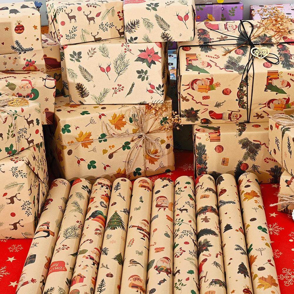 10pcs, Christmas Wrapping Paper Roll-74*50cm-Perfect for Holiday Gifts,Party Decorations,Festive Packaging,Christmas Decorations