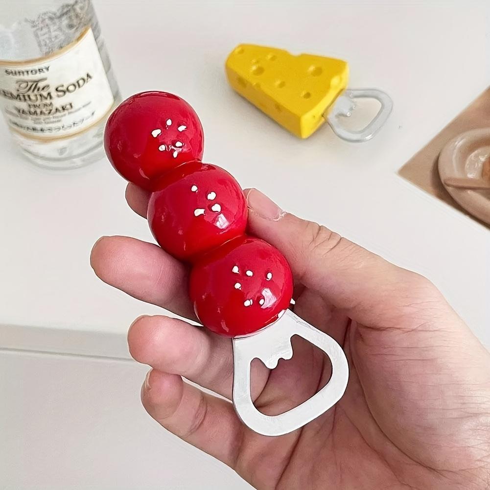 

1PC Magnetic Bottle Opener with Charming Candied Gourd and Cheese Design, Versatile Kitchen Gadget,