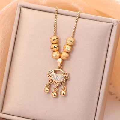 Lucky Lucky Beads Ping An Lock Necklace for Women's High-end Light Luxury Ins Fashion Trendy Collarbone Chain