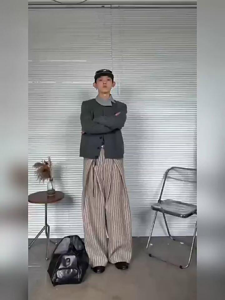 2026 Trend Striped Wool Pleated Casual Pants - Versatile, Simple, Lazy Style