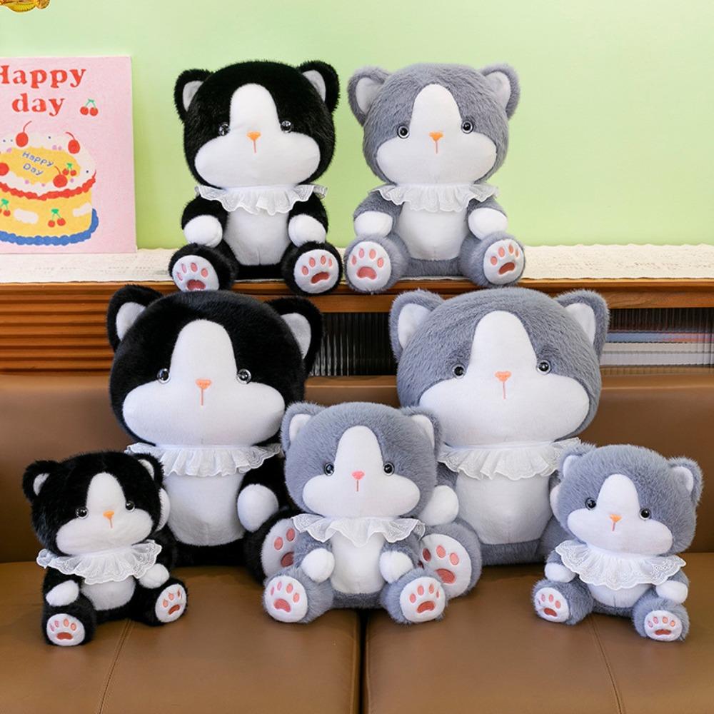 Cartoon Cat Plush Doll Lace Scarf Cat Stuffed Toy Plush Pillow Cat Baby Doll  Christmas Gift