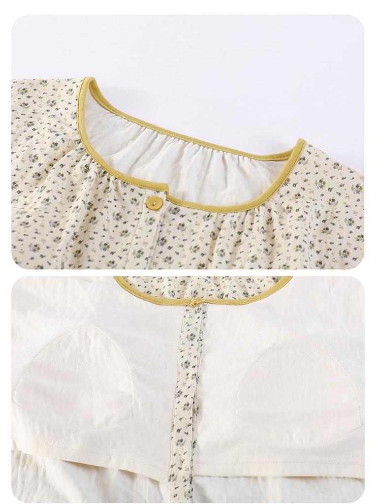 Women's Cloud Cotton Pajama Set with Chest Pads - Long Sleeve & Pants for Indoor/Outdoor Wear In Spring, Autumn, and Winter