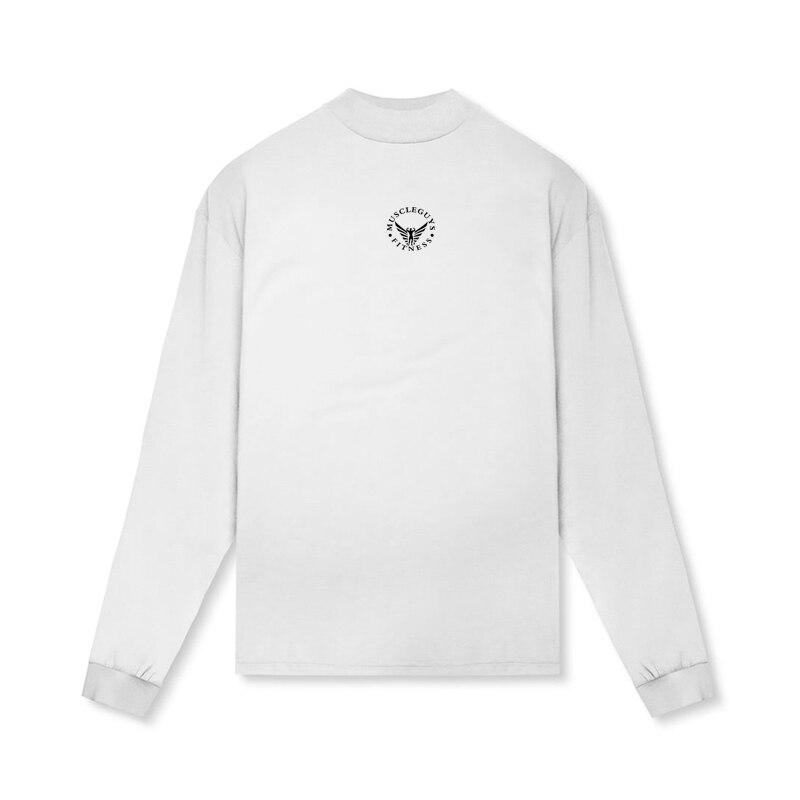 

Muscleguys, мужские модные топы с круглым вырезом, свободная хлопковая осенняя одежда, белая нижняя рубашка XXL