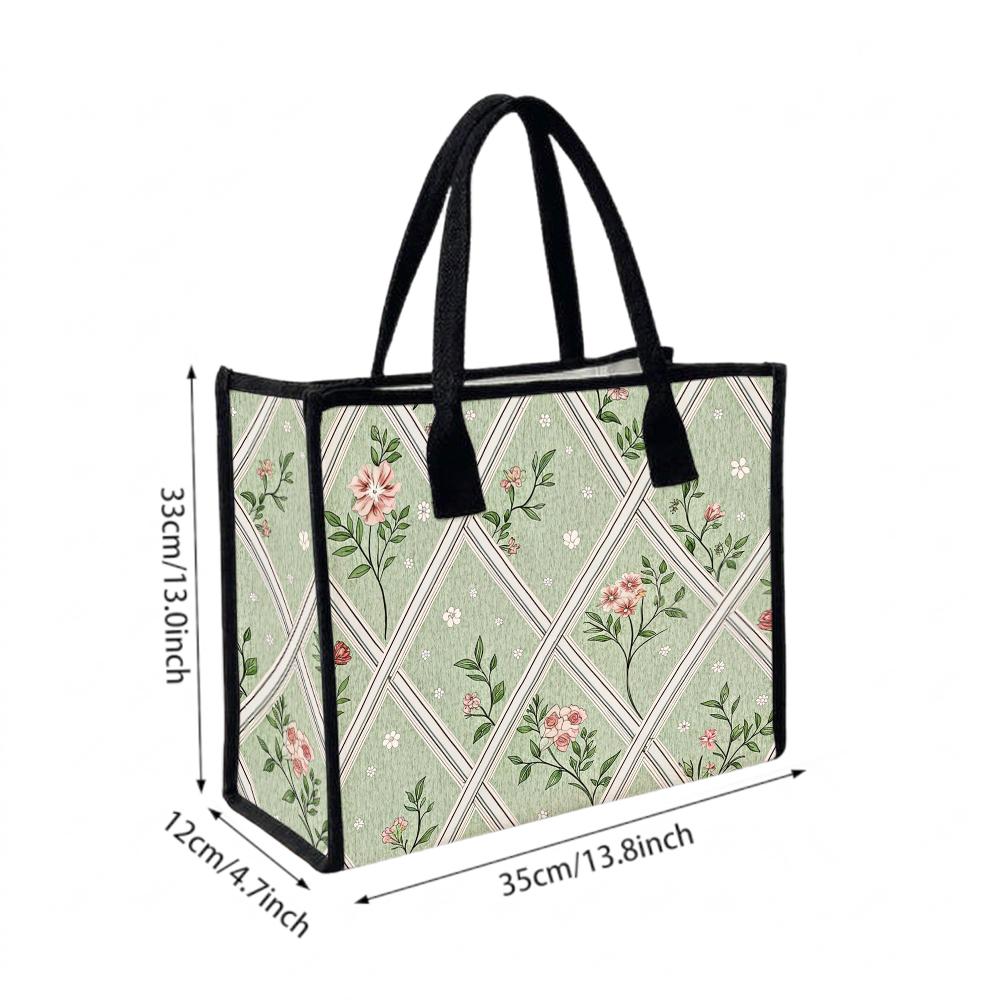 Elegant Floral Printed Tote Bag for Daily Casual Shopping Commute Use