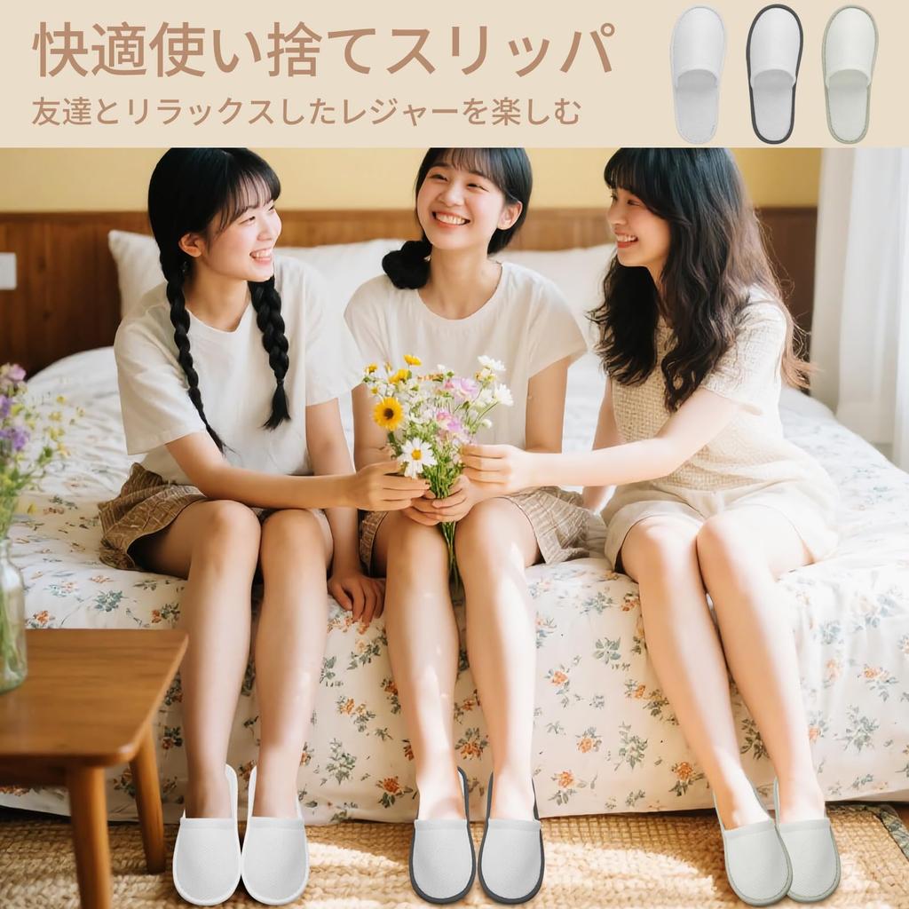 Sophproton 36 Pairs Disposable Available In a Variety of Colors for Commercial and Home Use Slippers, (White, Beige, Gray), Non-Slip,