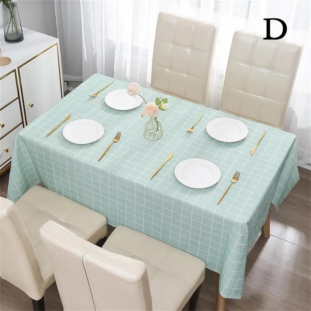 Checkered Tablecloth No Wash Waterproof Oil Dust Prevention Table Dining Cloth Checkered Coffee Mat Table Y9H7