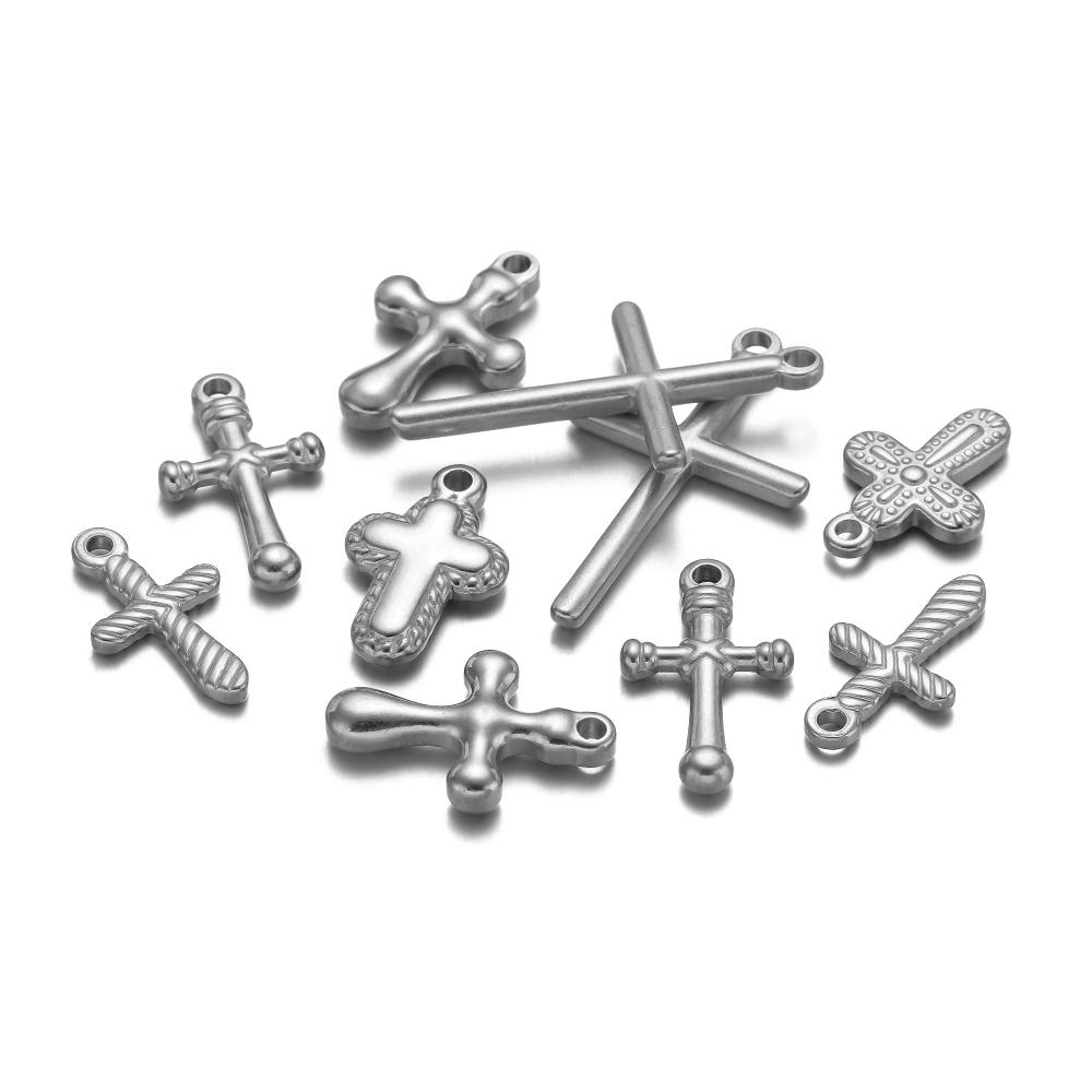 5pcs Stainless Steel 18k Pvd Gold Plated Cross Charms Pendant for DIY Jewelry Boho Necklace Earrings Making Bracelet Supplies