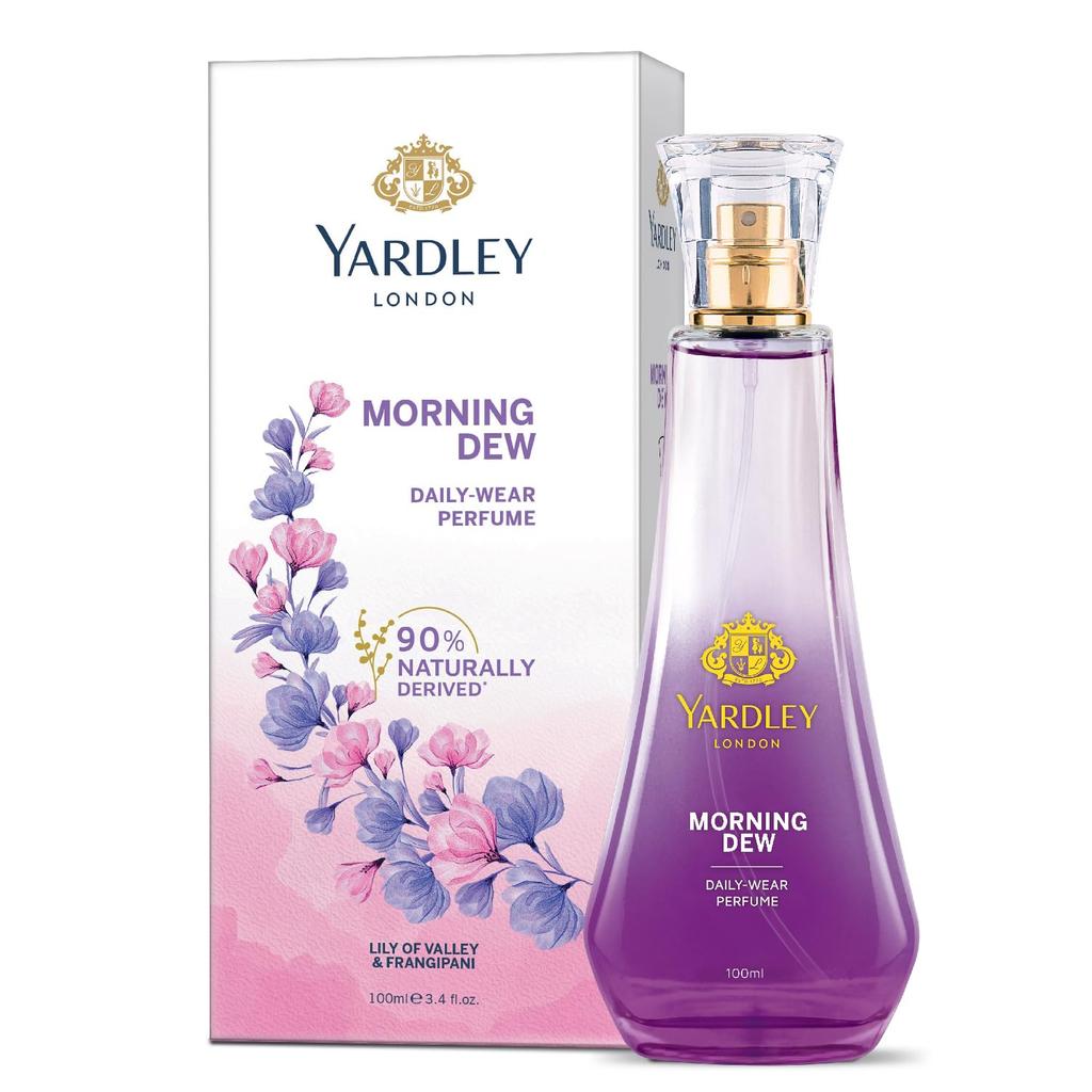 Yardley London Morning Dew Perfume Spray | Fresh Floral Scent | 90% Naturally Derived| Lilly Of Valley & Frangipani | Perfume For Women| 100Ml